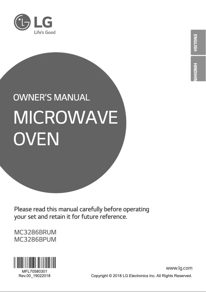 Page 1 de la notice Manuel utilisateur LG MC3286BPUM