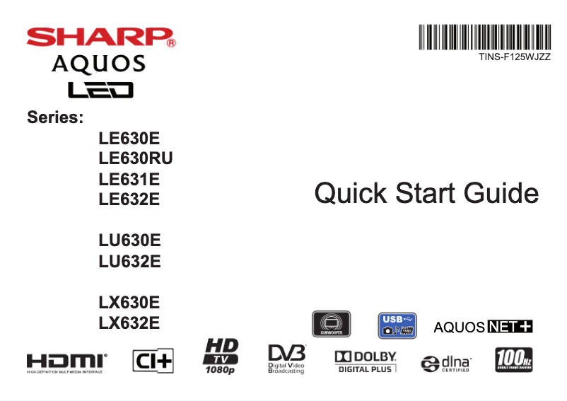 Page n°1 - Manuel utilisateur Sharp LE632E