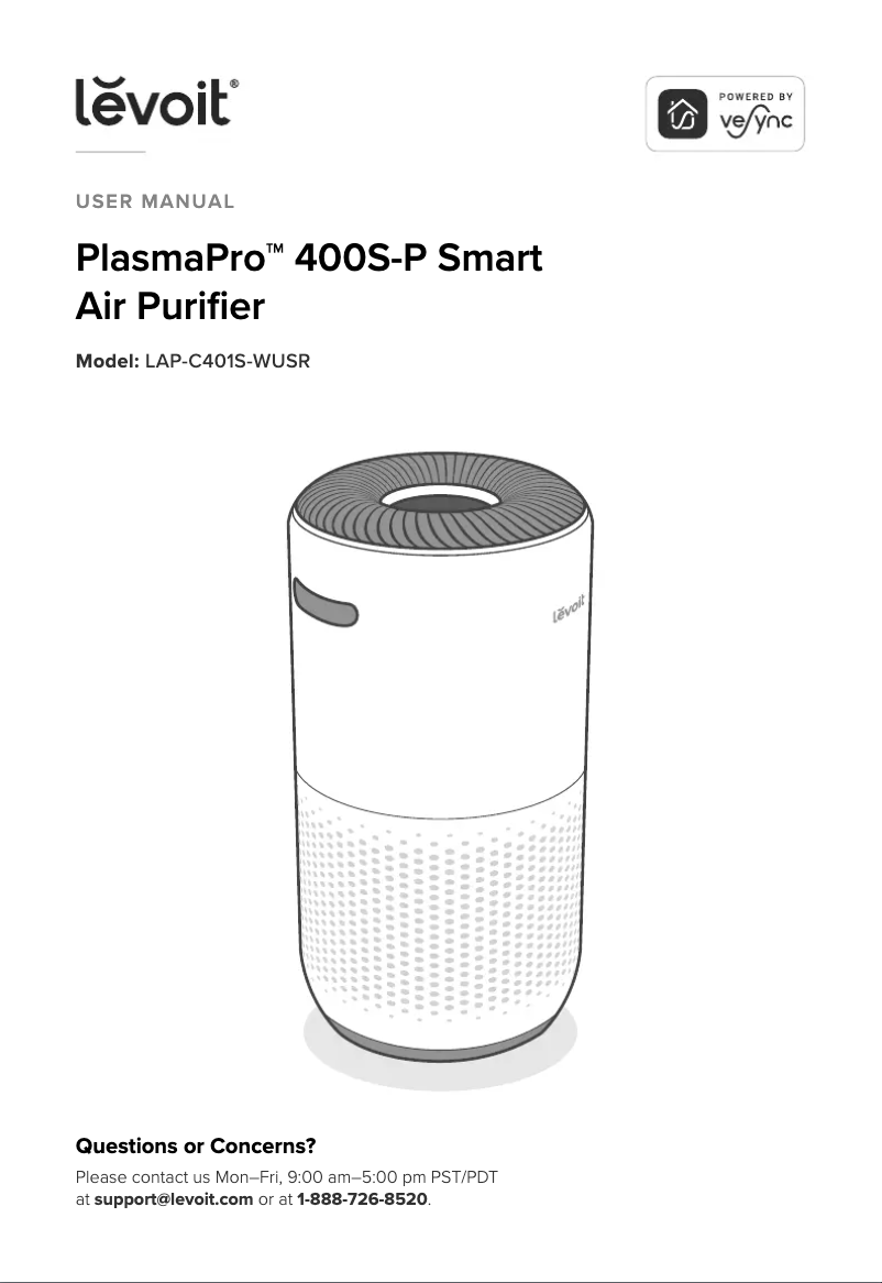 Page n°1 - Manuel utilisateur Levoit PlasmaPro 400S