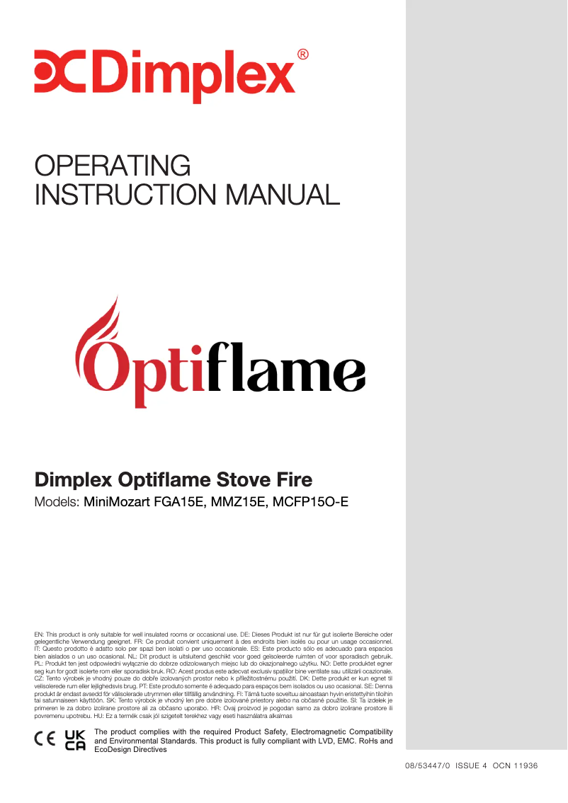 Page n°1 - Manuel utilisateur Dimplex Mini Mozart Optiflame MMZ15E
