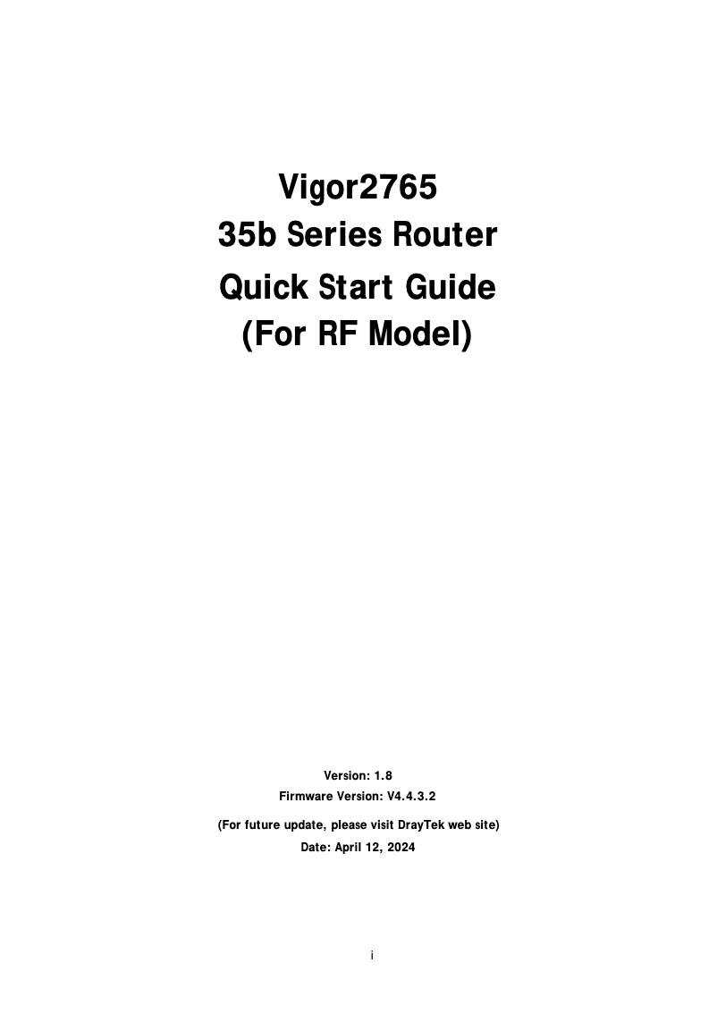 Page 1 de la notice Guide de démarrage rapide Draytek Vigor 2765ax