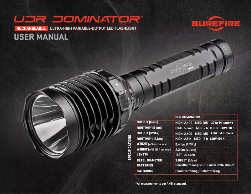 Page 1 de la notice Manuel utilisateur SureFire UDR Dominator