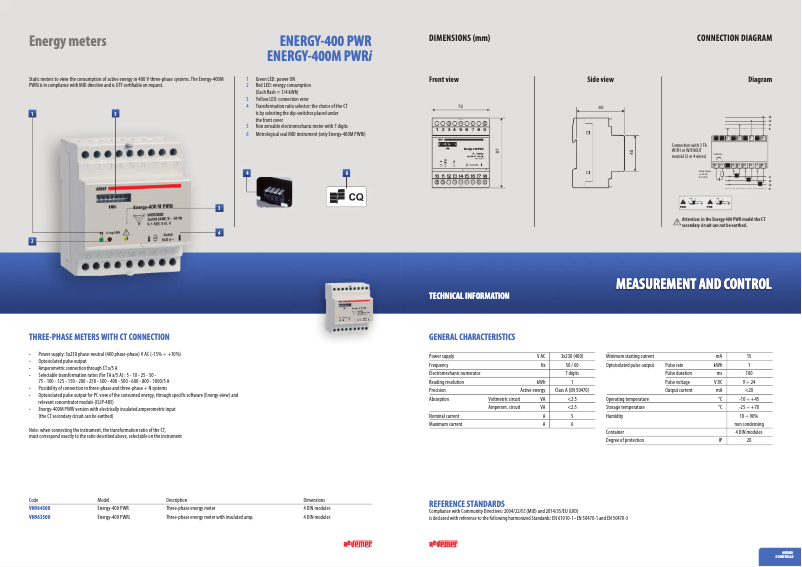 Página 1 del manual Ficha técnica Vemer Energy-400 PWR