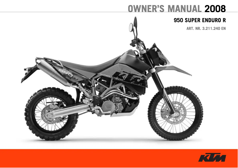Image de la première page du manuel de l'appareil 950 Super Enduro R (2009)