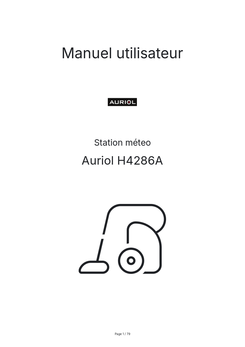 Page n°1 - Manuel utilisateur Auriol H4286A