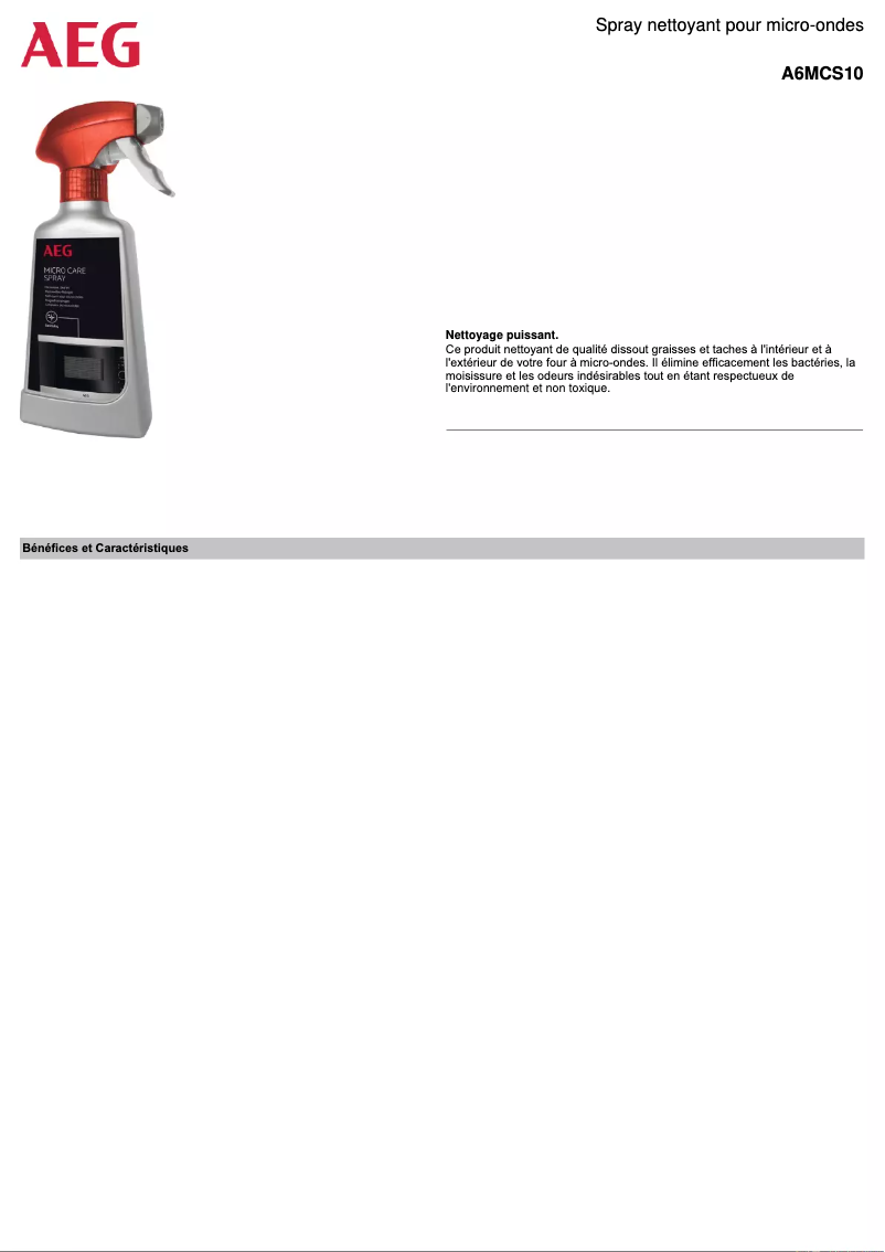 Page 1 de la notice Manuel utilisateur AEG A6MCS10