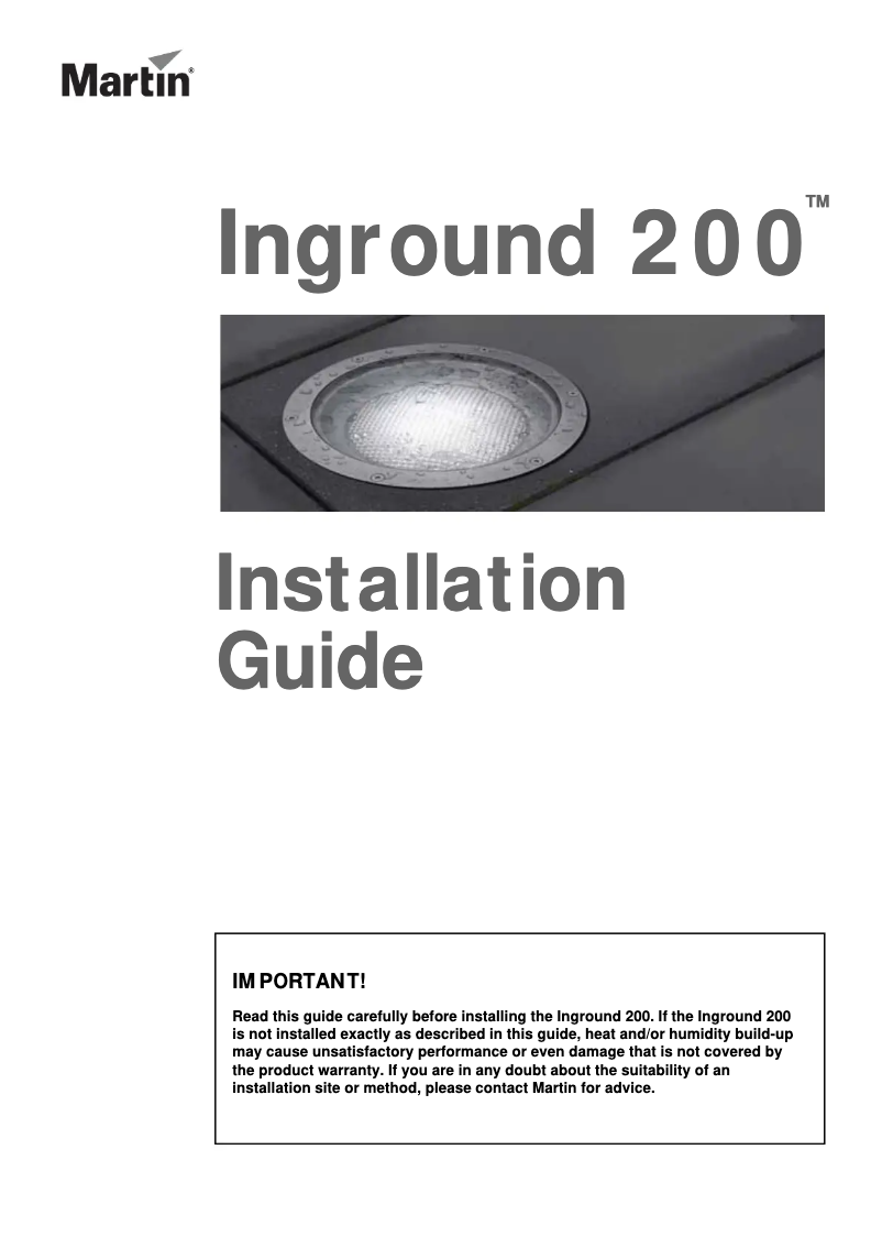 Page n°1 - Manuel utilisateur Martin Inground 200 Single Color