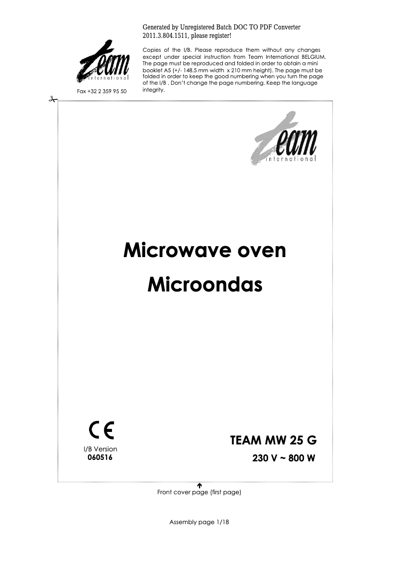 Imagen de la primera página del manual del dispositivo MW 25