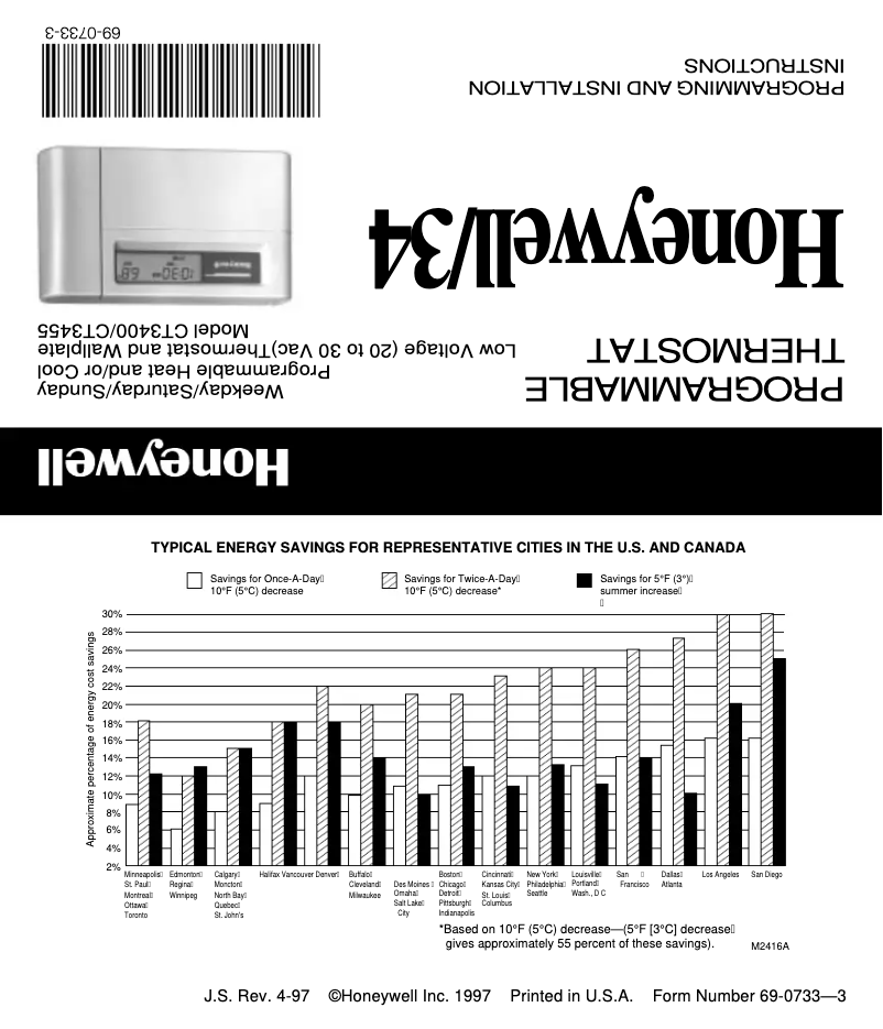 Page n°1 - Manuel utilisateur Honeywell MagicStat 34