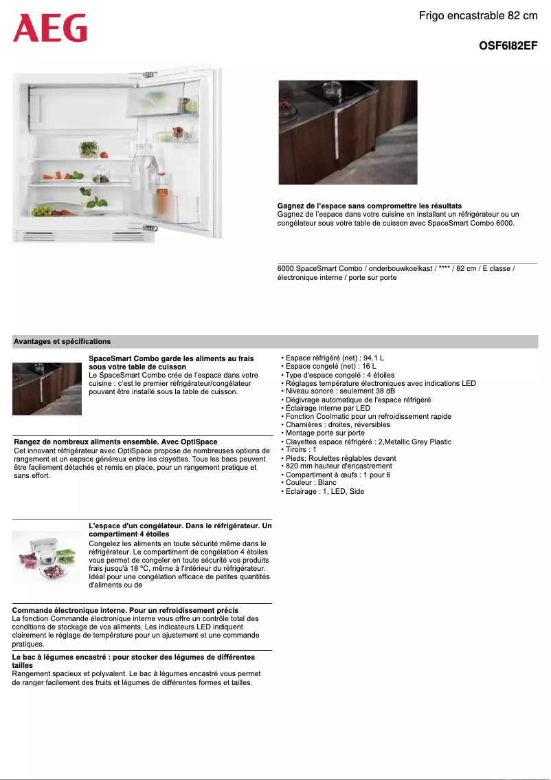Página 1 del manual Ficha técnica AEG OSF6I82EF