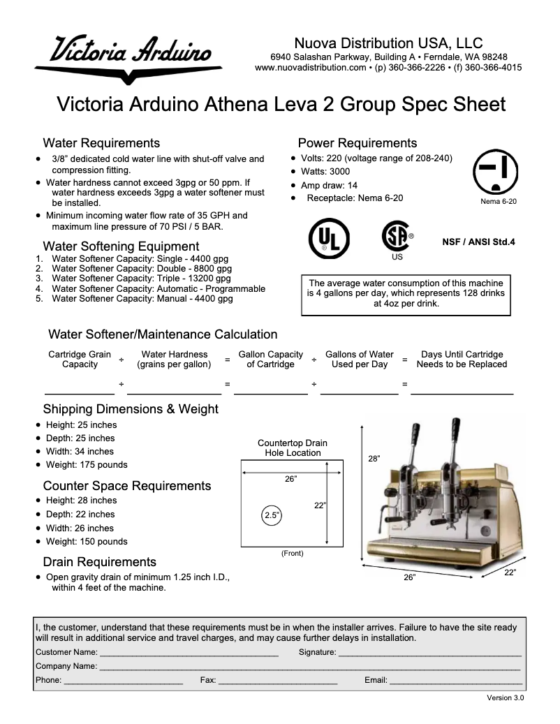Image de la première page du manuel de l'appareil Athena Leva