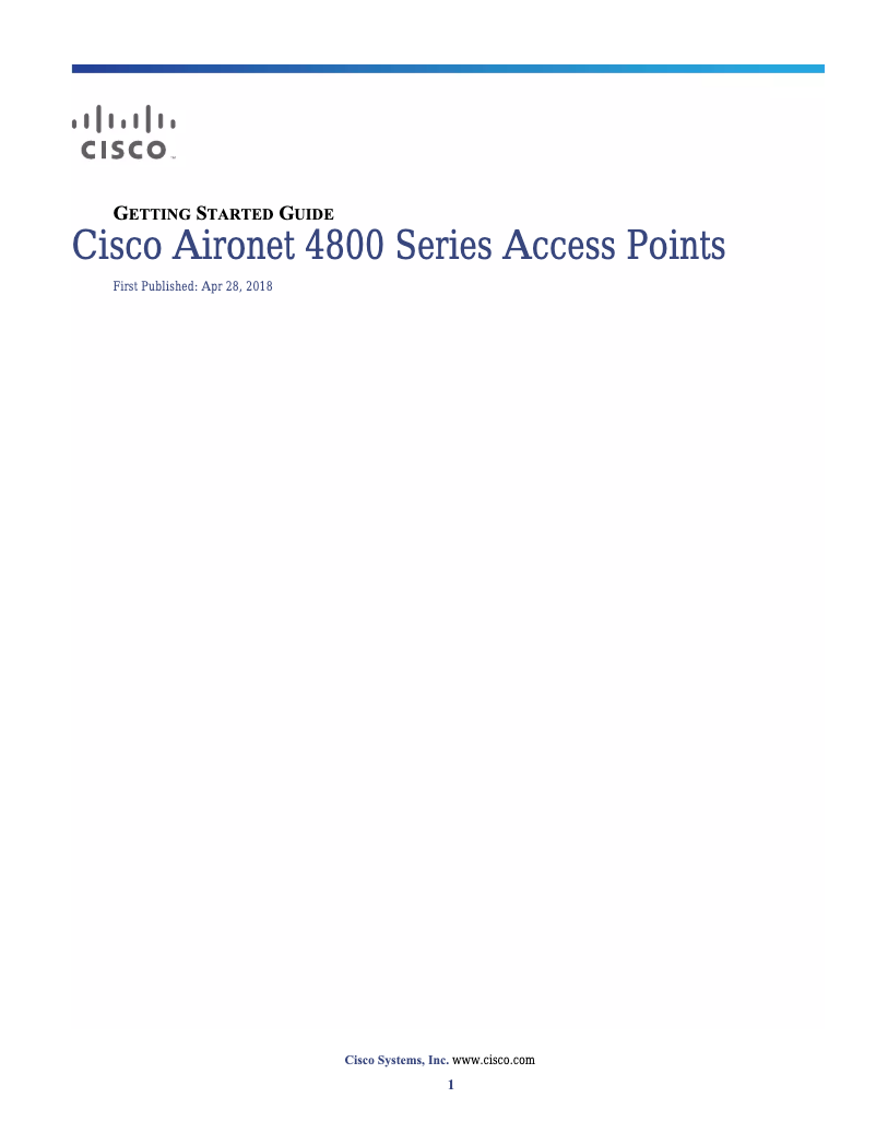 Page n°1 - Manuel utilisateur Cisco Aironet 4800