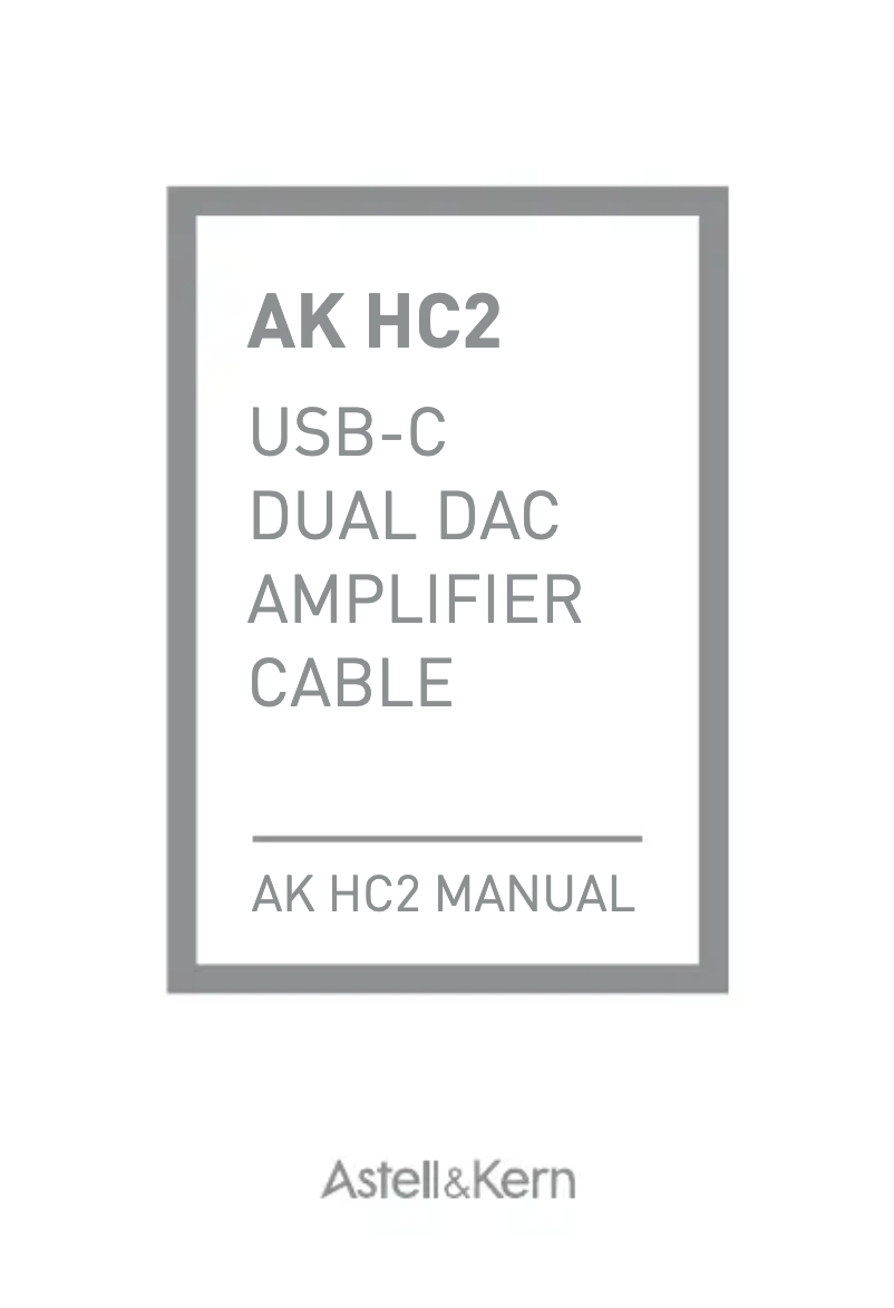 Page 1 de la notice Guide de démarrage rapide Astell&Kern HC2
