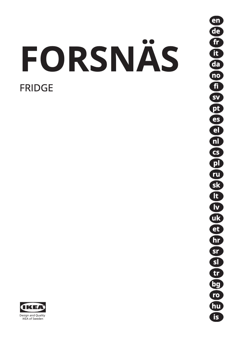 Image de la première page du manuel de l'appareil FORSNÄS 705.729.82