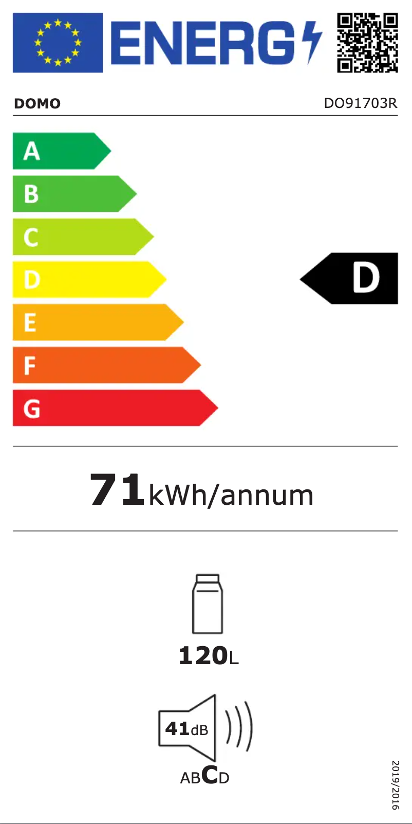 Page n°1 - Label énergétique Domo DO91703R