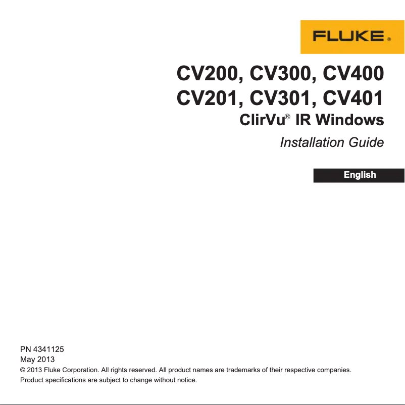Page 1 de la notice Guide d'installation Fluke ClirVu CV200