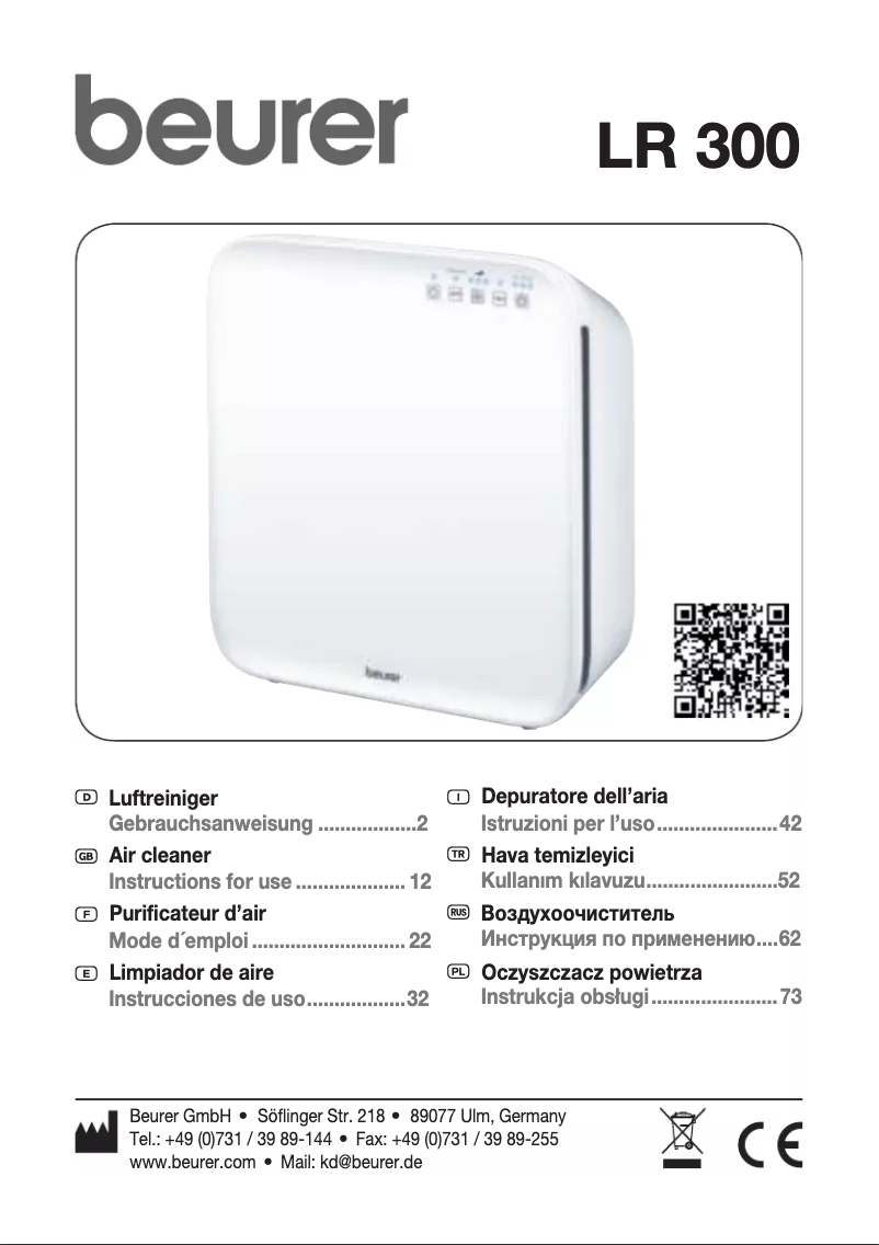 Page 1 de la notice Manuel utilisateur Beurer LR 300