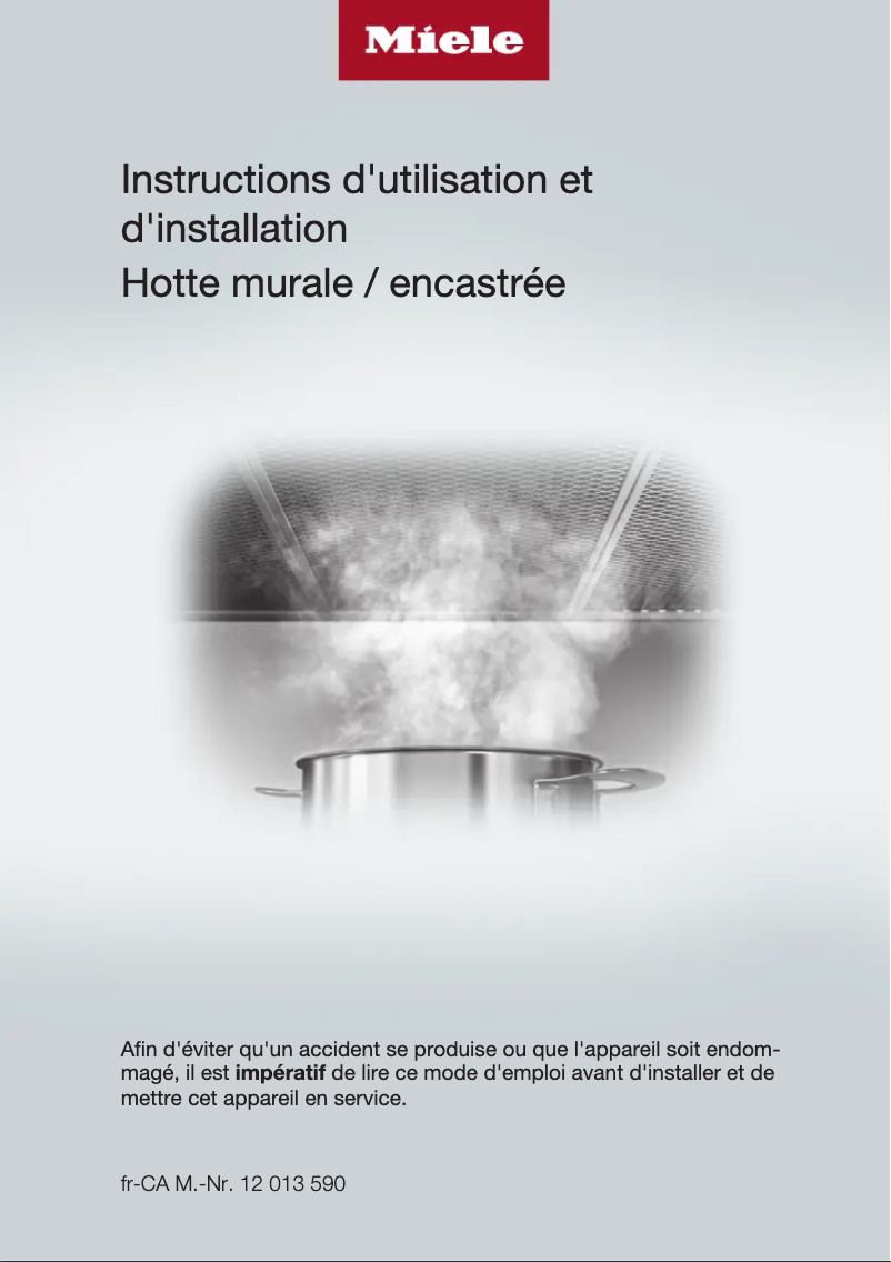 Page n°1 - Manuel utilisateur Miele DAR 1250-3