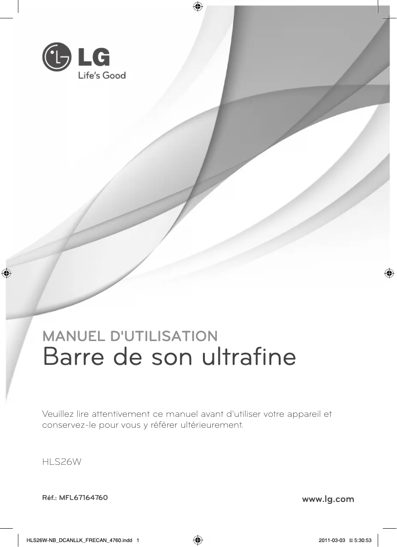 Page 1 de la notice Manuel utilisateur LG HLS26W