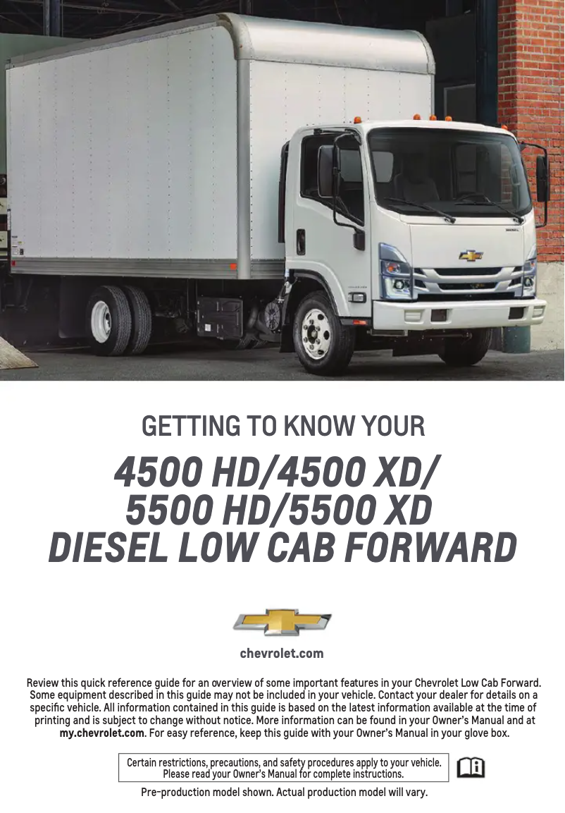 Page n°1 - Guide de démarrage rapide Chevrolet Low Cab Forward (2022)