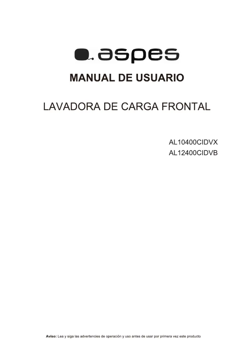 Image de la première page du manuel de l'appareil AL10400CIDVX