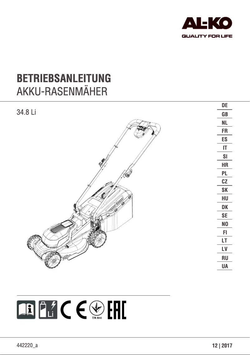 Page 1 de la notice Manuel utilisateur AL-KO Easy Flex 34.8 Li