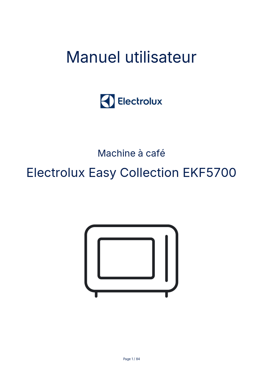 Page n°1 - Manuel utilisateur Electrolux Easy Collection EKF5700