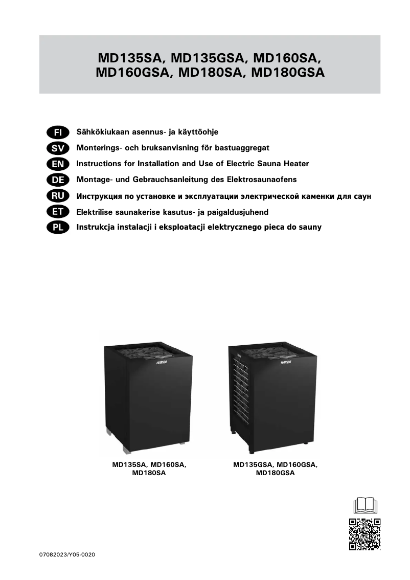Page 1 de la notice Manuel utilisateur Harvia Modulo MD180SA HMD1804SA