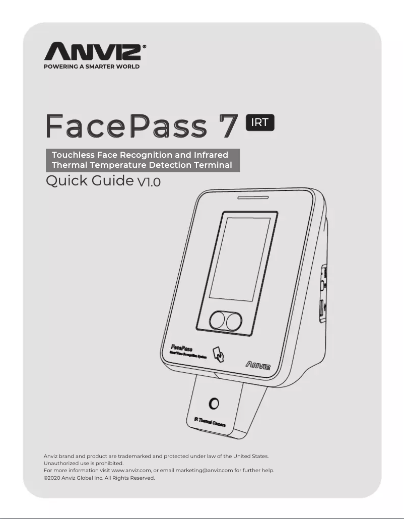 Page n°1 - Manuel utilisateur Anviz FacePass 7 IRT