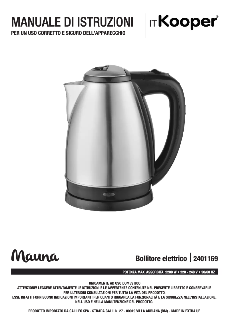 Page 1 de la notice Manuel utilisateur Kooper 2401169