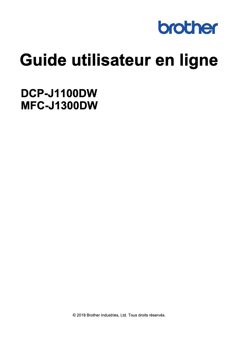 Page 1 de la notice Manuel utilisateur Brother MFC-J1300DW