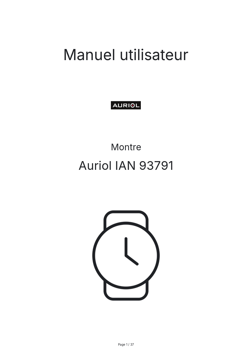 Page n°1 - Manuel utilisateur Auriol IAN 93791