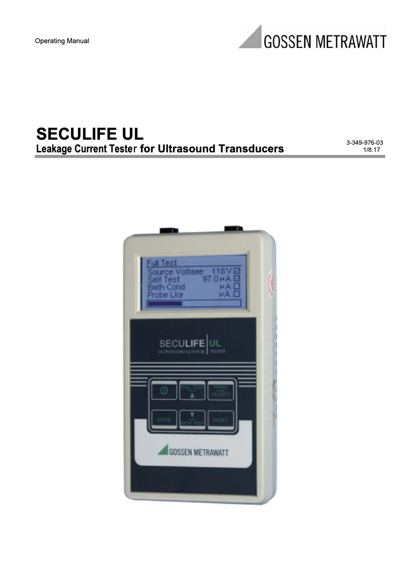 Página 1 del manual Manual de usuario Gossen Metrawatt SECULIFE UL