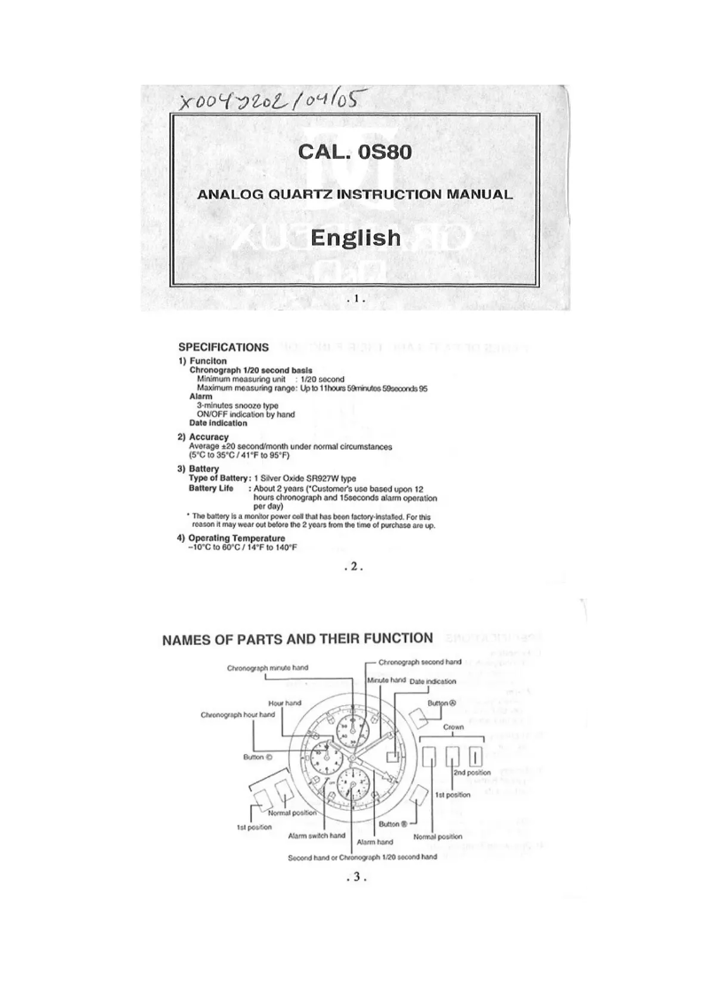 Page n°1 - Manuel utilisateur Grandeux 0S80