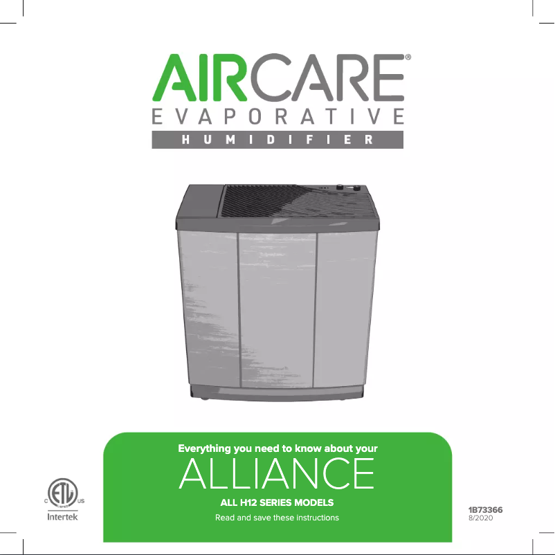Page n°1 - Manuel d'utilisation et d'entretien AirCare Alliance H12-600