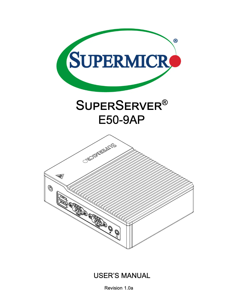 Image de la première page du manuel de l'appareil SuperServer E50-9AP