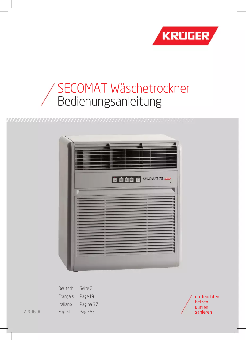 Page 1 de la notice Manuel utilisateur Krüger Secomat 100