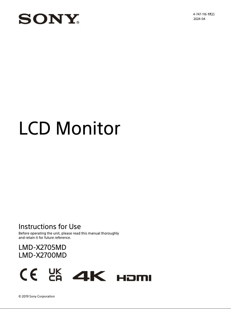 Image de la première page du manuel de l'appareil LMD-X2700MD