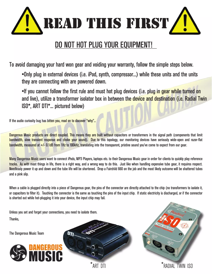 Page n°1 - Manuel utilisateur Dangerous Music Monitor SR