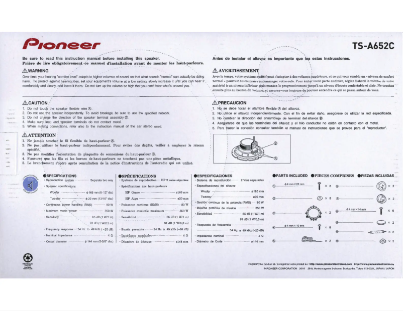 Page n°1 - Mode d'emploi Pioneer TS-A652C