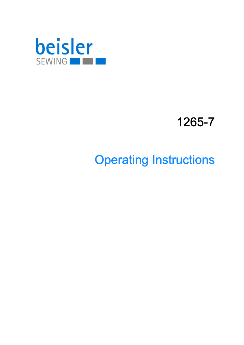 Page n°1 - Manuel utilisateur Dürkopp Adler 1265-7