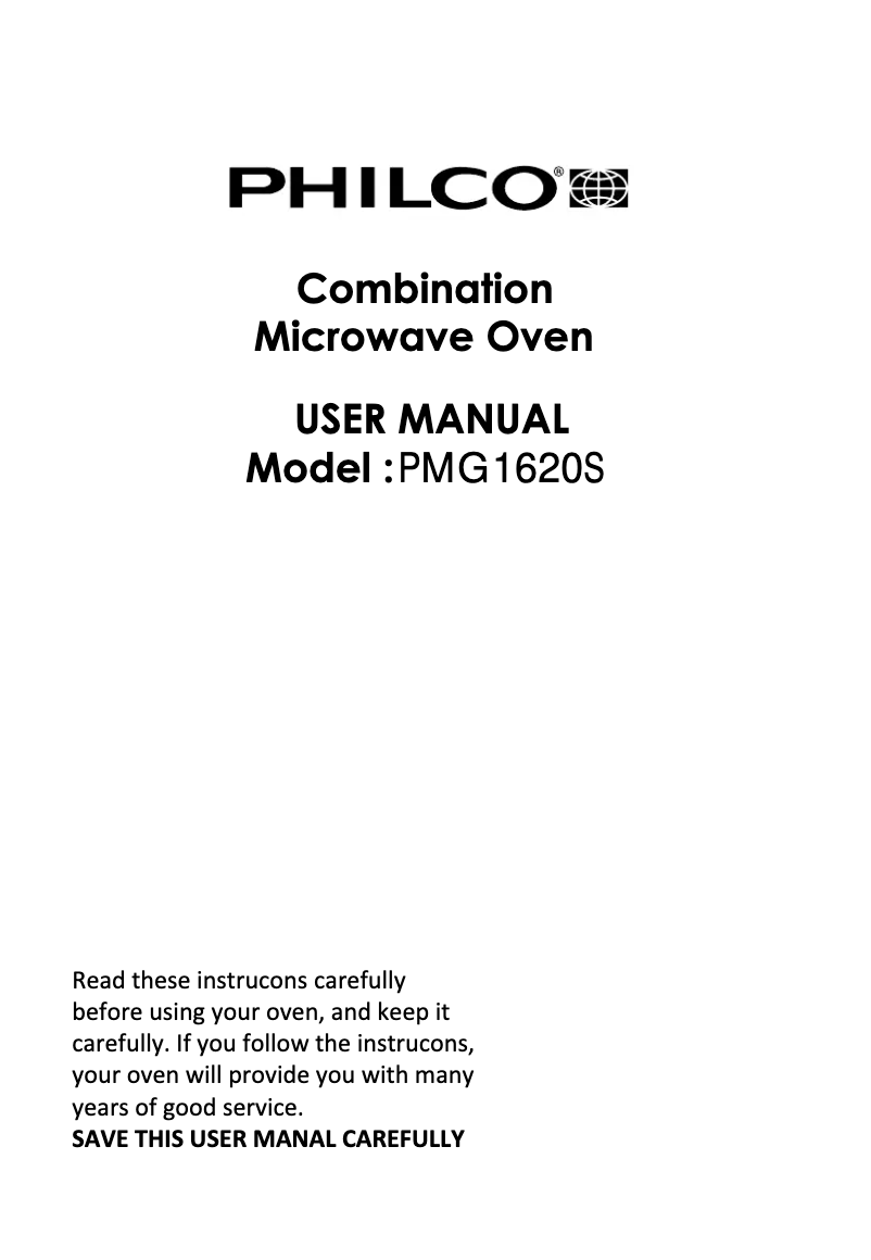 Page n°1 - Manuel utilisateur Philco PMG1620S