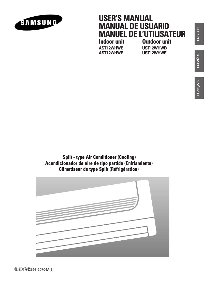 Page 1 de la notice Manuel utilisateur Samsung AST12WHWE