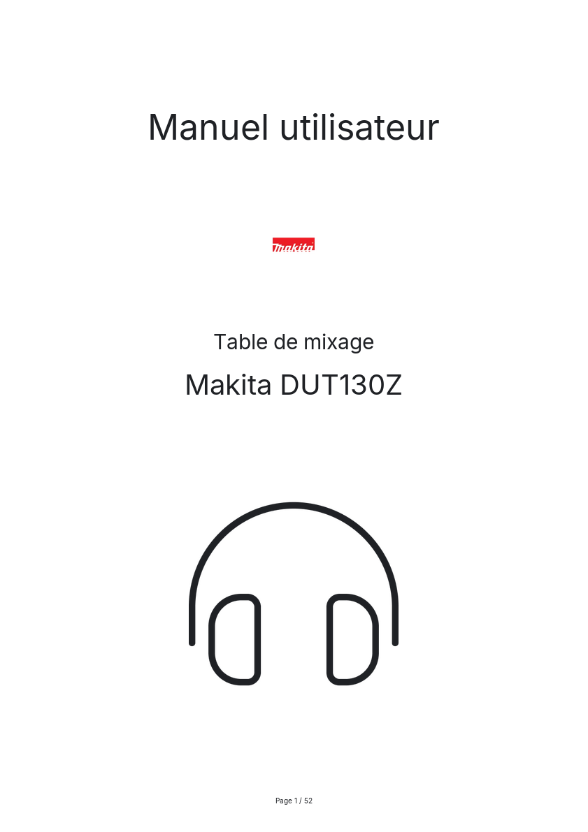 Image de la première page du manuel de l'appareil DUT130Z