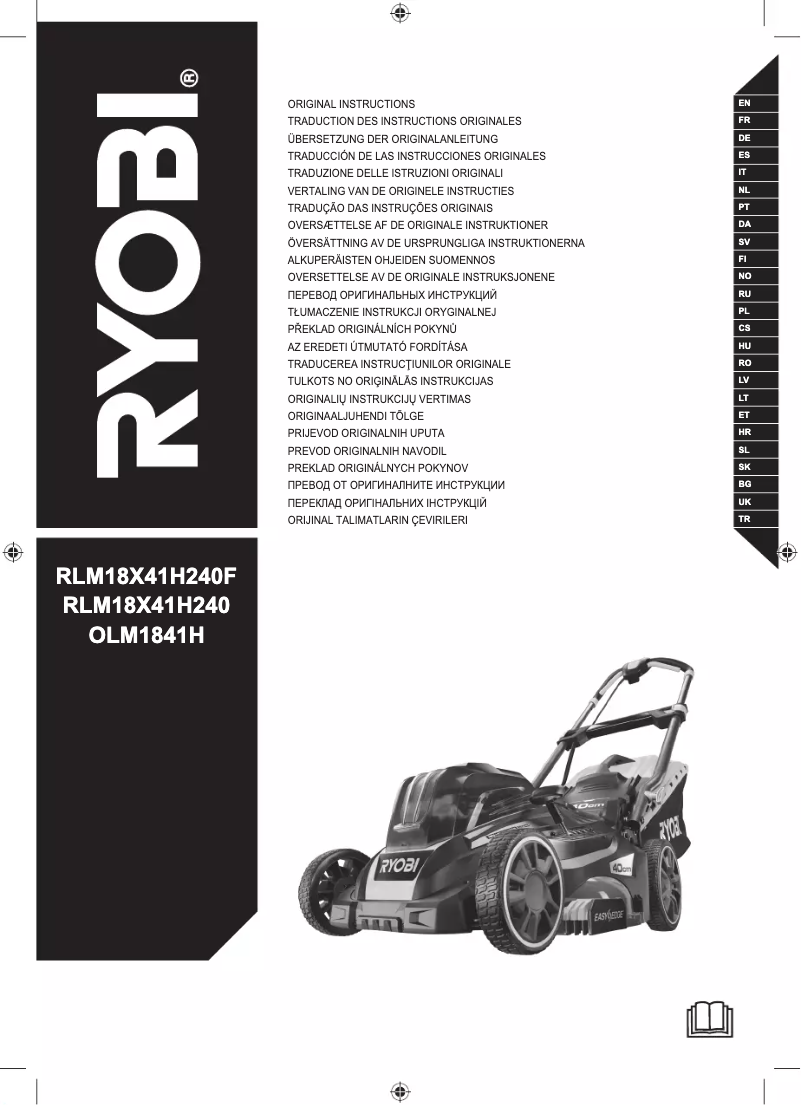 Page 1 de la notice Manuel utilisateur RYOBI One+ RLM18X41H240