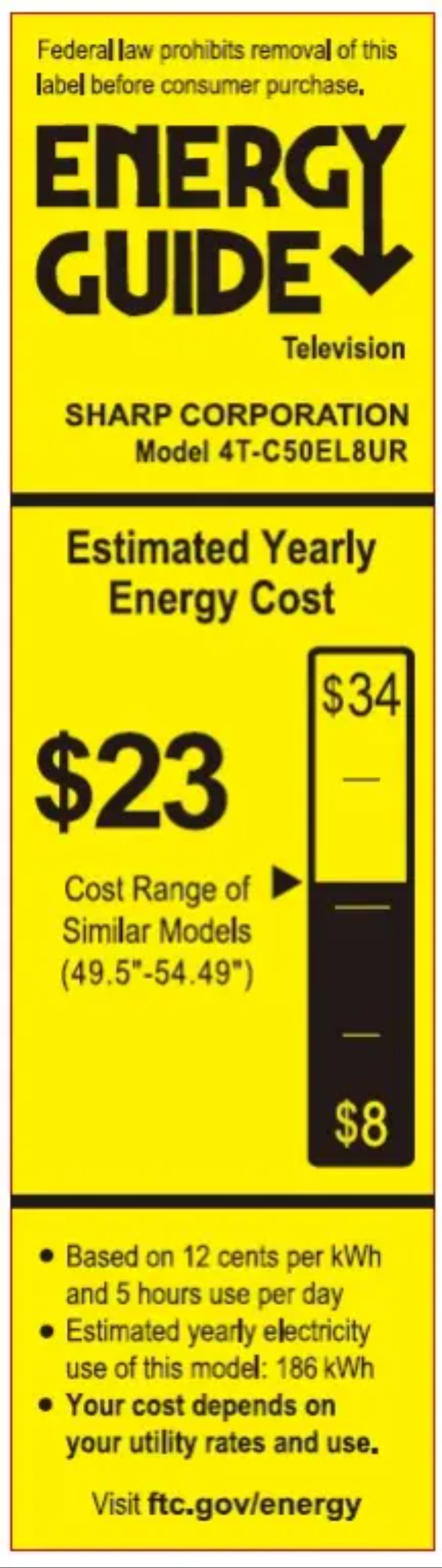 Page 1 de la notice Label énergétique Sharp 4T-C50EL8UR