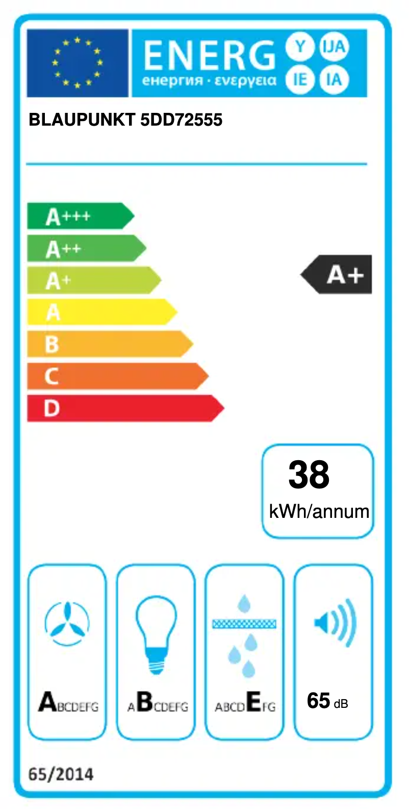 Page 1 de la notice Label énergétique Blaupunkt 5DD72555