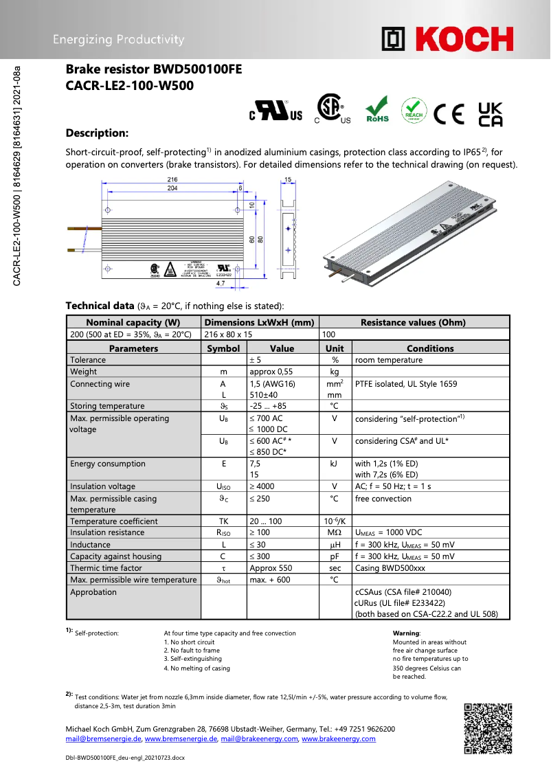 Page 1 de la notice Manuel utilisateur Festo CACR-LE2-100-W500