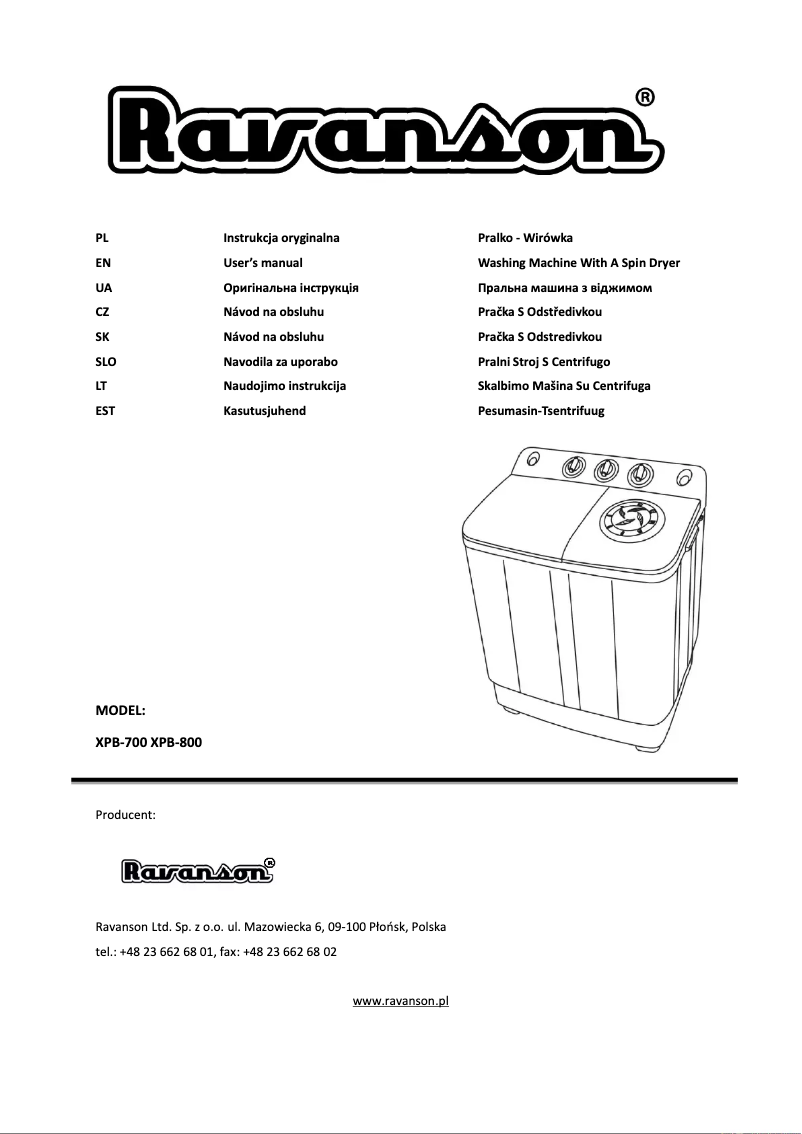 Page 1 de la notice Manuel utilisateur Ravanson XPB-800