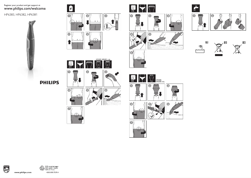 Imagen de la primera página del manual del dispositivo BikiniGenie HP6383